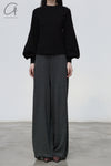 SWAYING/KNIT profile cuffed long-sleeved slim pullover SW24RE1T10 black PS11